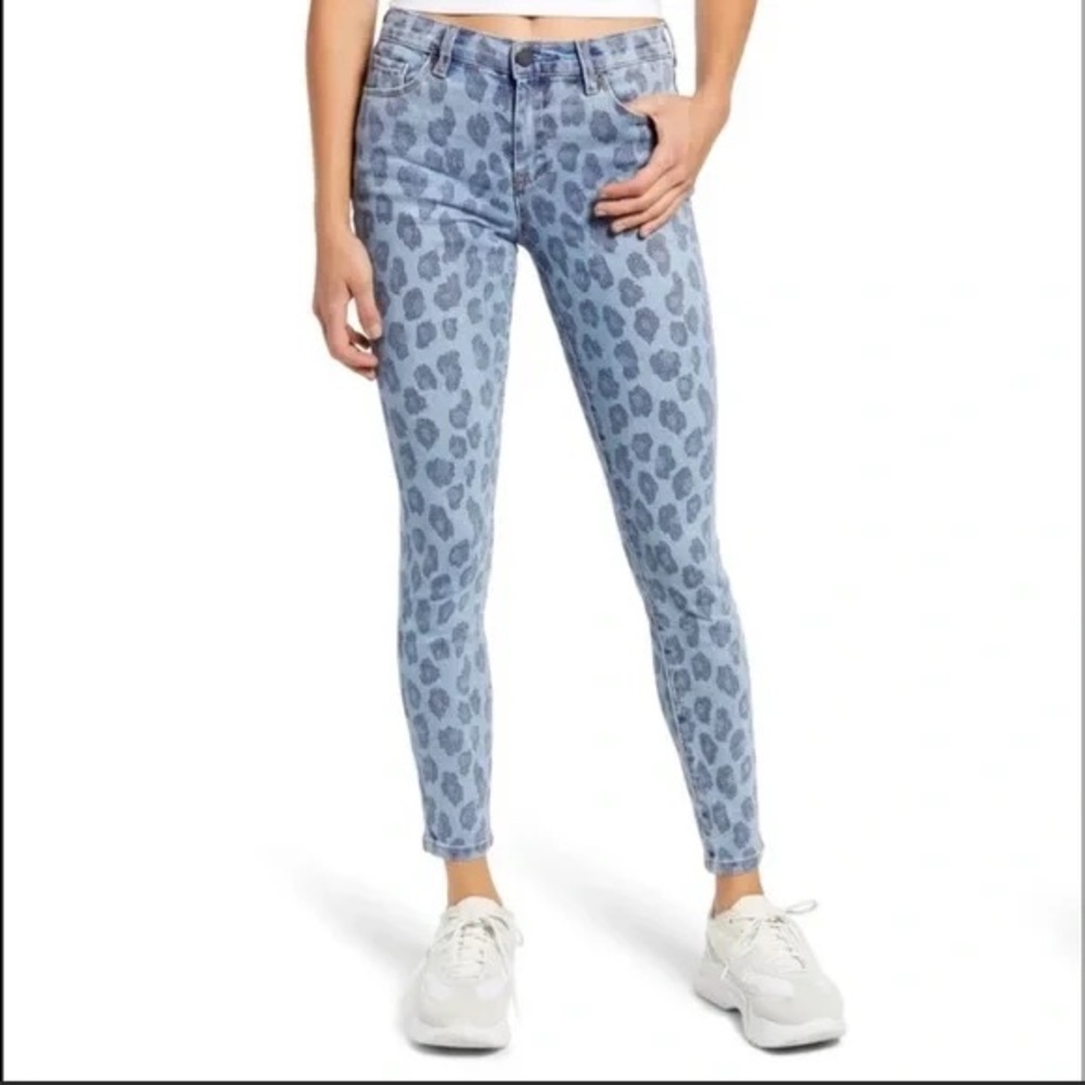 BLANKNYC The Bond Blue Leopard Print Skinny Ankle Jeans Size 26